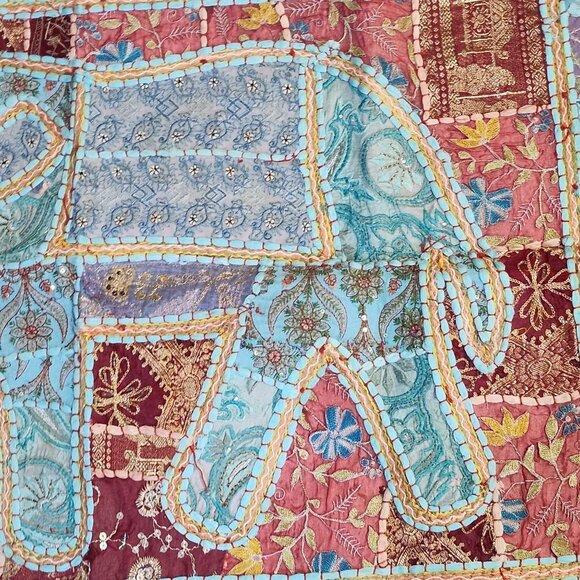 Vintage Patchwork Elephant Tapestry Wall Hanging #4 - Picture 4 of 12
